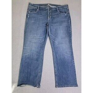 Old Navy Jeans Womens 18 40x25 Flare Cropped Ankle Blue High Rise Stretch Button